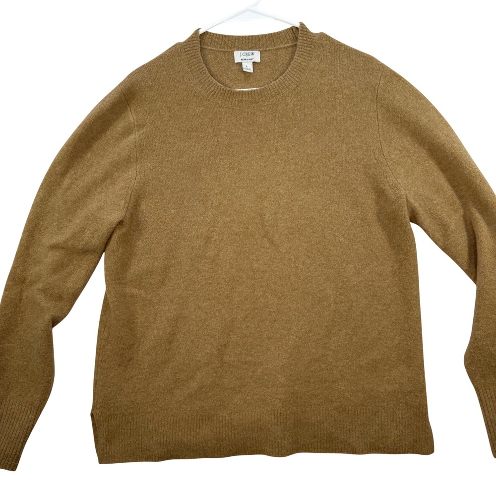 J.Crew Extra-Soft Sweater Women Large Camel Brown Crewneck Preppy‎ Minimalist